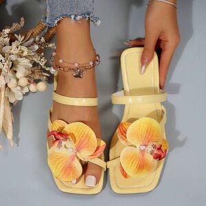 New Arrival Flower Beach Sandals Women's Flat Casual Outdoor Open Toe Flip Flops
